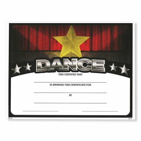  8-1/2 x 11 INCH DANCE CERTIFICATE
