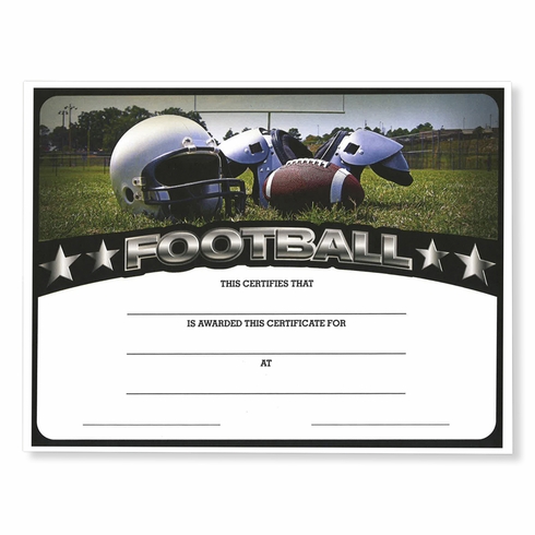 8-1/2 x 11 INCH FOOTBALL CERTIFICATE