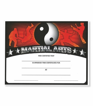 8-1/2 x 11 INCH MARTIAL ARTS CERTIFICATE
