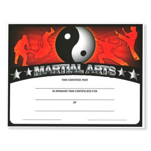 8-1/2 x 11 INCH MARTIAL ARTS CERTIFICATE