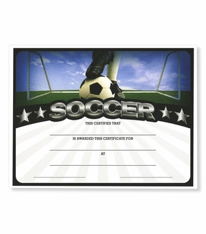 8-1/2 x 11 INCH SOCCER CERTIFICATE