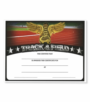 8-1/2 x 11 INCH TRACK AND FIELD CERTIFICATE