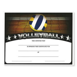 8-1/2 x 11 INCH VOLLEYBALL CERTIFICATE