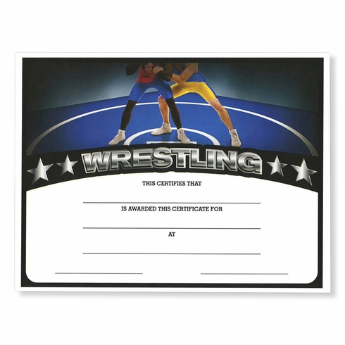 8-1/2 x 11 INCH WRESTLING CERTIFICATE