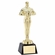 8-1/2 X 2-1/4 INCH BRIGHT GOLD POLISHED METAL ACHIEVEMENT TROPHY ON OPTICAL BLACK CRYSTAL BASE