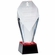 8-1/2 x 3-3/4 OPTICAL RED TINT CRYSTAL SLANTED TOWER AWARD ON BLACK BASE