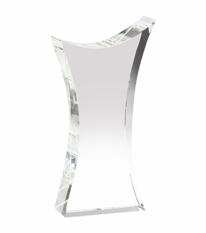 8-1/2 x 4 INCH OPTICAL CRYSTAL ANGLED SHAPE TOWER AWARD