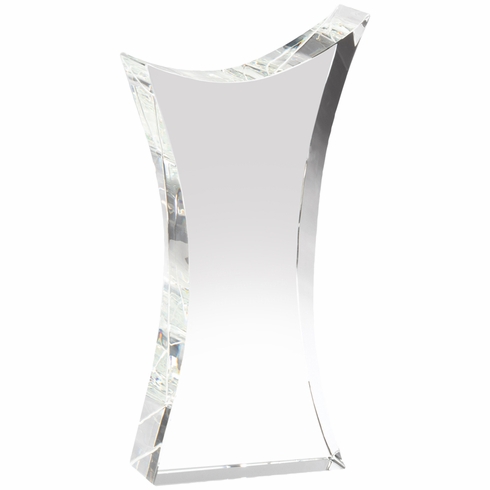 8-1/2 x 4 INCH OPTICAL CRYSTAL ANGLED SHAPE TOWER AWARD