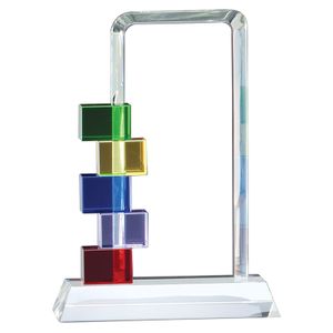 8-1/2 INCH MULTI-COLOR GLASS STACKED BLOCKS AWARD