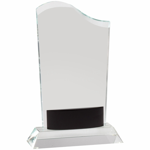 8-1/2 x 5-1/2 INCHES OPTICAL CRYSTAL WAVE AWARD WITH BLACK ACCENT