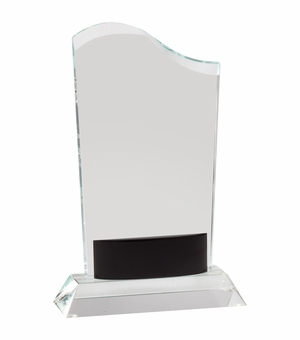 8-1/2 x 5-1/2 INCHES OPTICAL CRYSTAL WAVE AWARD WITH BLACK ACCENT