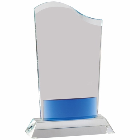 8-1/2 x 5-1/2 INCHES OPTICAL CRYSTAL WAVE WITH BLUE ACCENT