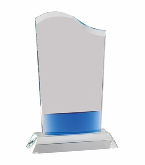 8-1/2 x 5-1/2 INCHES OPTICAL CRYSTAL WAVE WITH BLUE ACCENT
