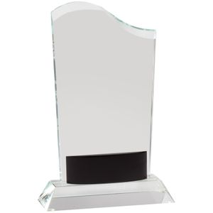 8-1/2 x 5-1/2 INCHES OPTICAL CRYSTAL WAVE AWARD WITH BLACK ACCENT