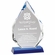 8-1/2 x 5 INCH ARROWHEAD OPTICAL CRYSTAL AWARD ON BLUE CRYSTAL BASE