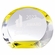 8-1/2 x 6-3/4 INCH DUAL COLOR OPTICAL CRYSTAL TINTED GOLD AWARD WITH GOLD BOTTOM
