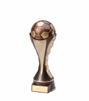 8-1/4" SOCCER BALL SCULPTED HEAVY WEIGHTED PLASTIC TROPHY ANTIQUE GOLD