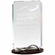 8-1/4 x 5 INCH OPTICAL CRYSTAL RECTANGLE AWARD WITH BEVELED EDGES ON WOOD GRAIN BASE