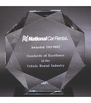 8-3/4 INCH OPTICAL CRYSTAL CUT AND OCTAGON SHAPE AWARD