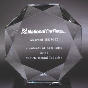 8-3/4 INCH OPTICAL CRYSTAL CUT AND OCTAGON SHAPE AWARD