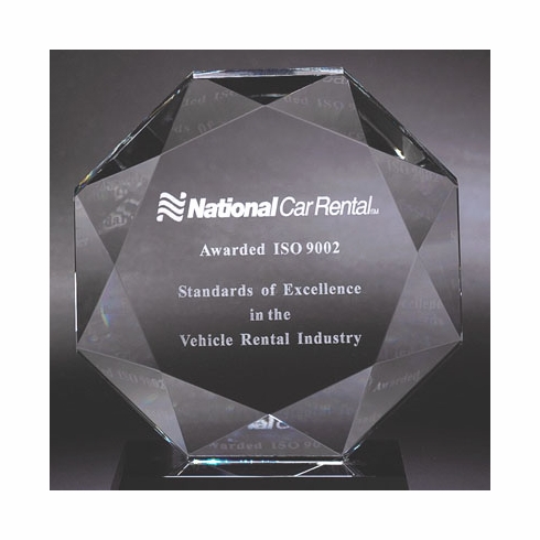 8-3/4 INCH OPTICAL CRYSTAL CUT AND OCTAGON SHAPE AWARD