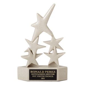 8-3/8 INCH 5 STAR RESIN AWARD TROPHY, BEIGE