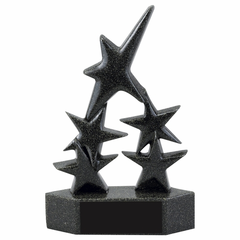 8-3/8 INCH 5 STAR RESIN AWARD TROPHY, BLACK