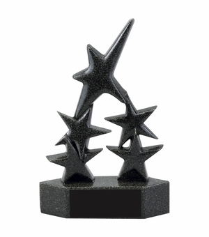 8-3/8 INCH 5 STAR RESIN AWARD TROPHY, BLACK