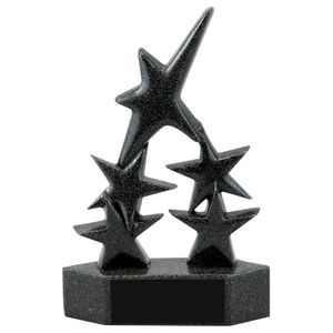 8-3/8 INCH 5 STAR RESIN AWARD TROPHY, BLACK