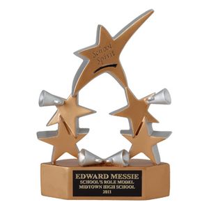 8-3/8 INCH GOLD CHEERLEADER 5 STAR AWARD