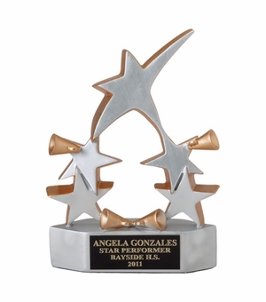 8-3/8 INCH SILVER CHEERLEADER 5  STAR AWARD
