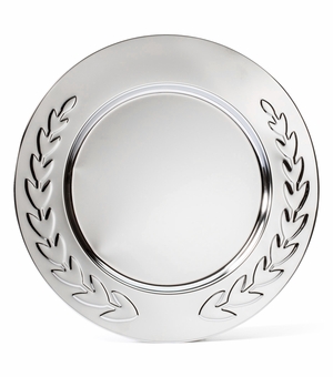 8 INCH CHROME PLATE EMBOSSED WREATH TRAY