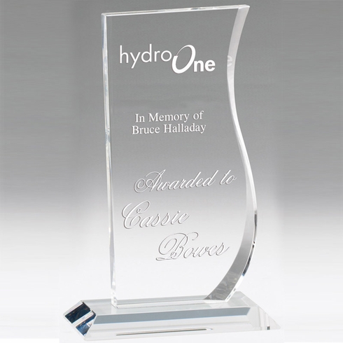 8 INCH CRYSTAL WAVE SHAPE AWARD