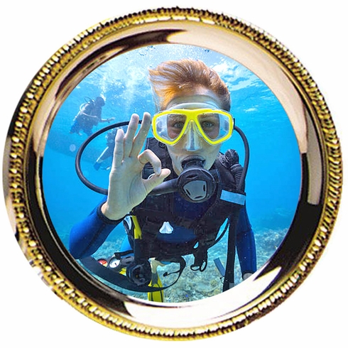 8 INCH DIAMETER GADROON TARNISH PROOF SILVER PLATED ENGRAVABLE TRAY WITH GOLD BORDER