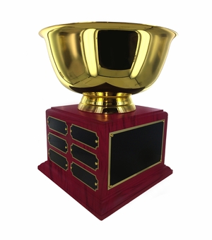 8 INCH DIAMETER GOLD BOWL PERPETUAL TROPHY COMES WITH 12 NAME PLATES