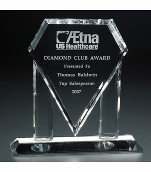 8 INCH DIAMOND SHAPED CRYSTAL TROPHY