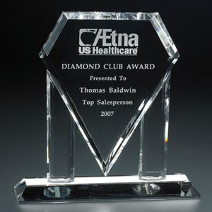 8 INCH DIAMOND SHAPED CRYSTAL TROPHY