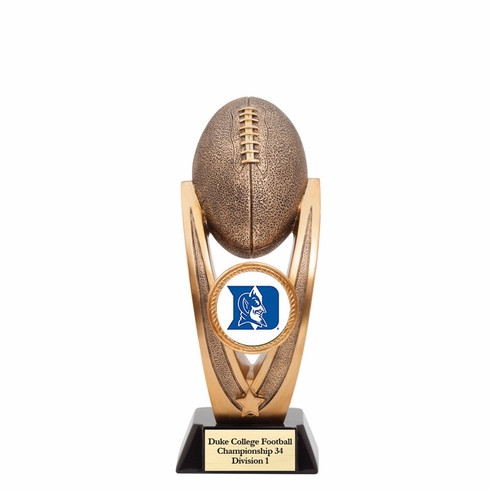 8 INCH FANTASY FOOTBALL TROPHY ANTIQUE GOLD RESIN FINISH ON BLACK BASE