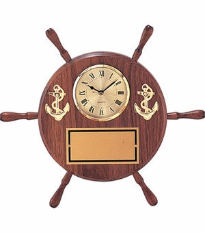 8 INCH GENUINE SHIPWHEEL CLOCK PLAQUE