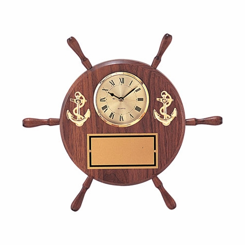 8 INCH GENUINE SHIPWHEEL CLOCK PLAQUE