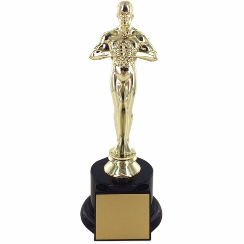 8 INCH GOLD PLASTIC OSCAR LOOK ALIKE FIGURE TROPHY 