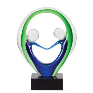 8 INCH HAND BLOWN ART GLASS TWO PEOPLE SCULPTURE PATTERN AWARD