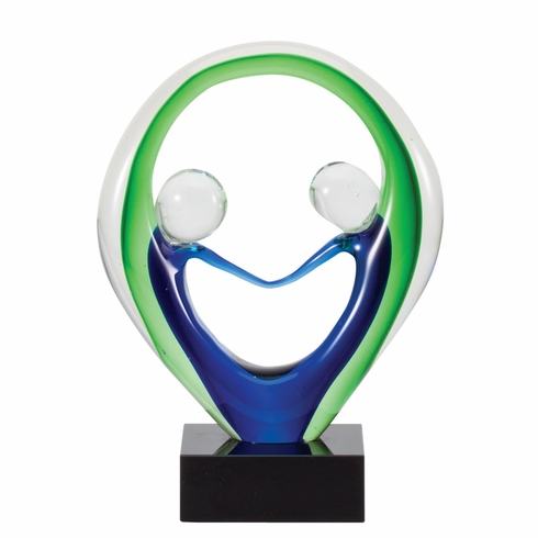 8 INCH HAND BLOWN ART GLASS TWO PEOPLE SCULPTURE PATTERN AWARD