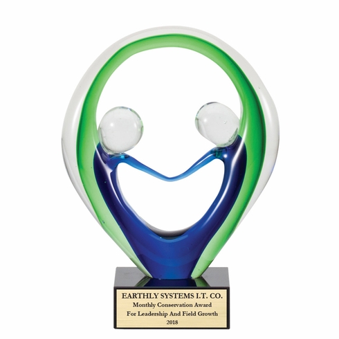 8 INCH HAND BLOWN ART GLASS TWO PEOPLE SCULPTURE PATTERN AWARD