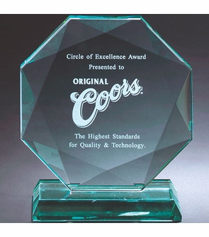 8 INCH OCTAGON JADE GLASS  AWARD