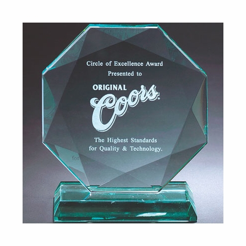 8 INCH OCTAGON JADE GLASS  AWARD