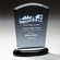 8 INCH SMOKED GLASS AWARD ON BLACK BASE WITH ALUMINUM ACCENTS