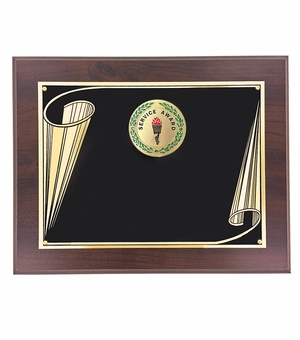 8 X 10 AWARD PLAQUE WITH 2 INCH YEARS OF SERVICE MEDALLION INSERT 
