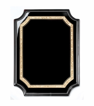 8 x 10 BLACK AND GOLD GLITTER TRIM BLACK PIANO FINISH PLAQUE 