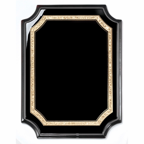8 x 10 BLACK AND GOLD GLITTER TRIM BLACK PIANO FINISH PLAQUE 